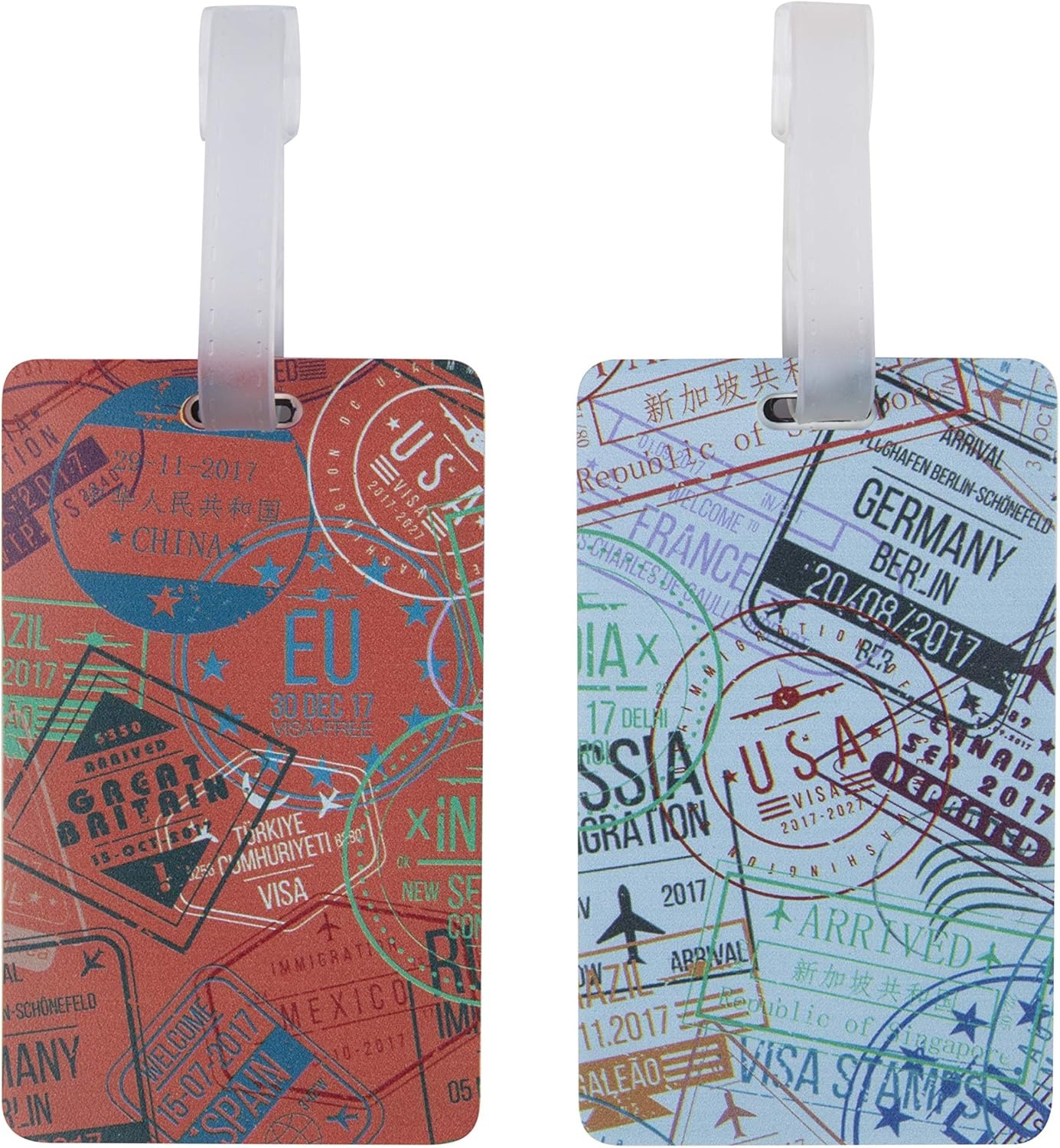 image:imageTravelon Set of 2 Luggage Tags Passport Stamps