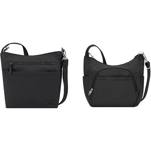 image:imageTravelon Classic Black amp AntiTheft CrossBody Bucket Bag Black One Size